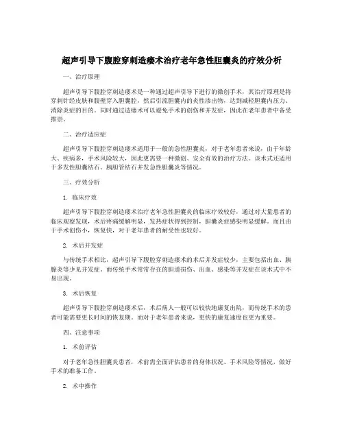 超声引导下腹腔穿刺造瘘术治疗老年急性胆囊炎的疗效分析