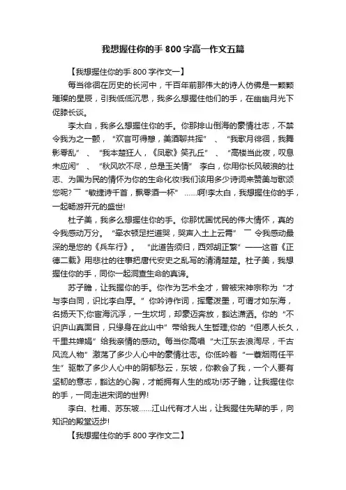 我想握住你的手800字高一作文五篇