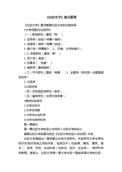《比较文学》重点整理