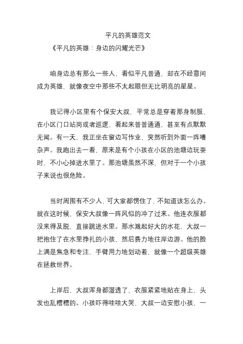 平凡的英雄范文