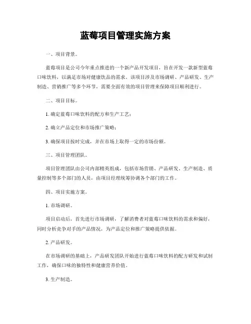 蓝莓项目管理实施方案