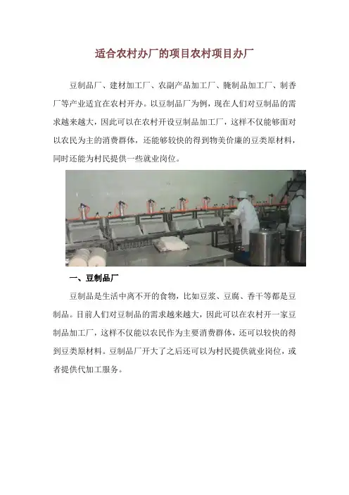 适合农村办厂的项目农村项目办厂