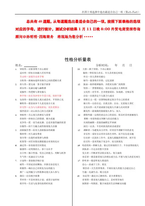 02 -性格分析量表 修正版
