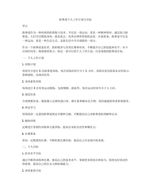跆拳道个人工作计划与目标