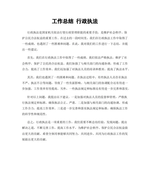 工作总结 行政执法