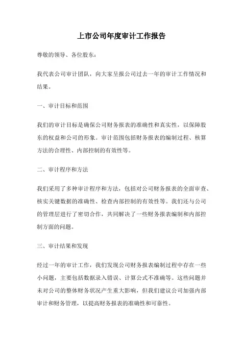 上市公司年度审计工作报告