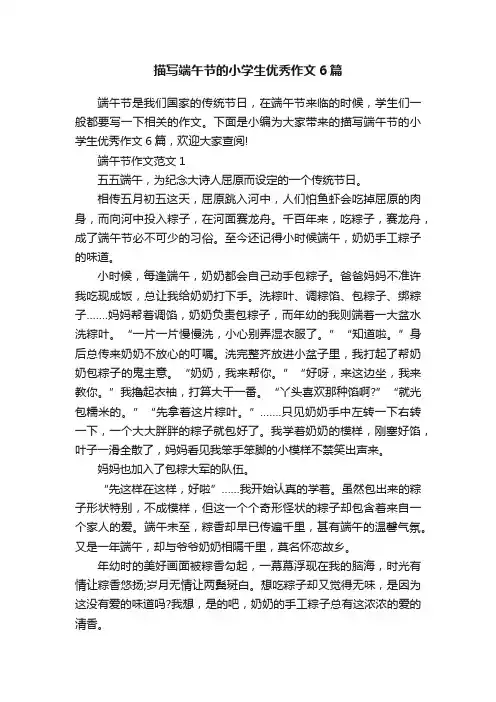 描写端午节的小学生优秀作文6篇