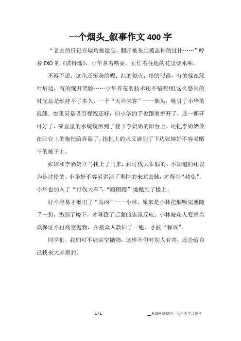 一个烟头_叙事作文400字