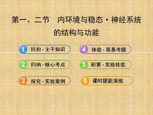 【全程复习方略】(浙江专用)高中生物 2.1、2内环境与稳态 神经系统的结构与功能名师课件 浙科版必修3