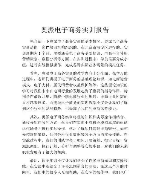 奥派电子商务实训报告