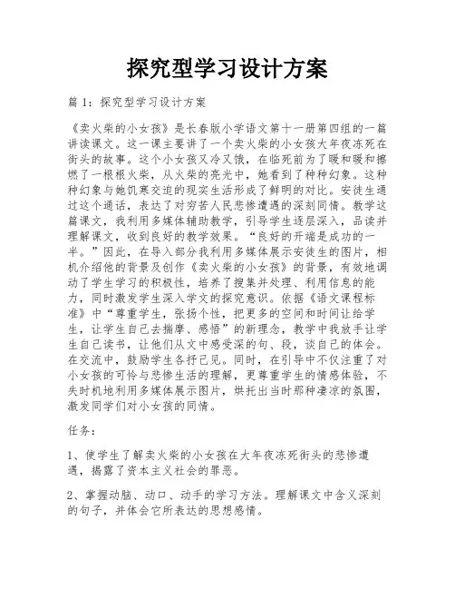 探究型学习设计方案