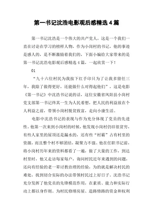 第一书记沈浩电影观后感精选4篇