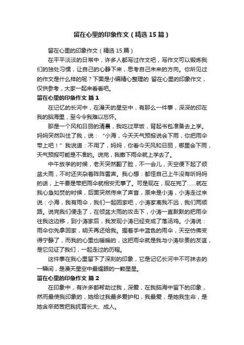 留在心里的印象作文（精选15篇）