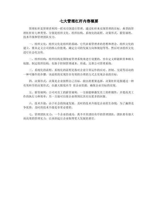七大管理杠杆内容概要