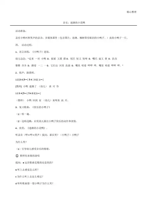 音乐：迷路的小花鸭