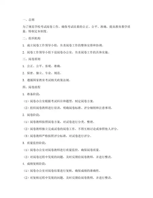 学校考试阅卷制度模板