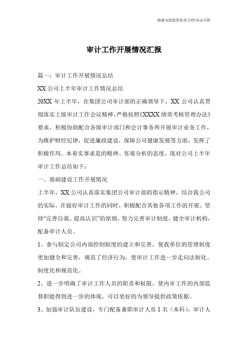 审计工作开展情况汇报