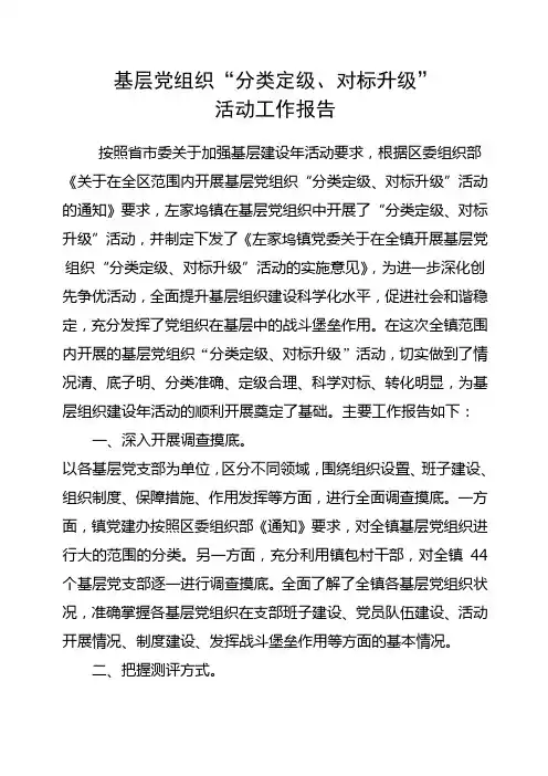 乡镇分类定级工作报告