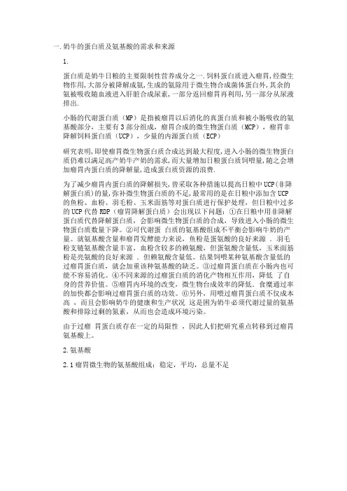 奶牛过瘤胃氨基酸简介