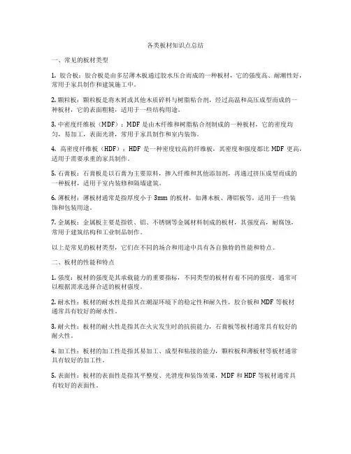各类板材知识点总结