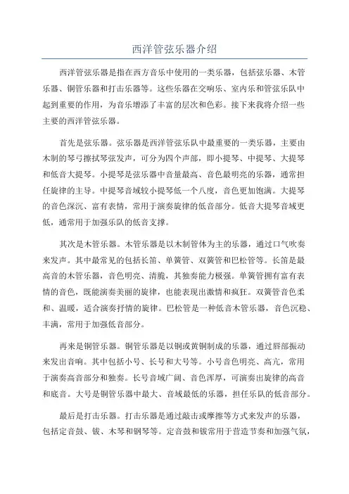 西洋管弦乐器介绍