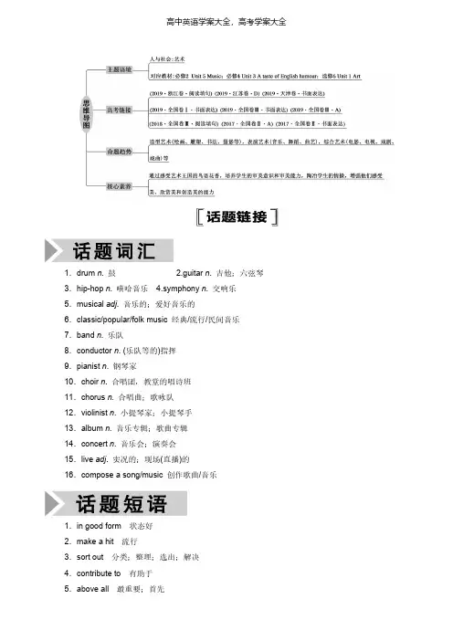 山东专用2021高考英语一轮复习必修2Unit5Music学案(英语 解析版)