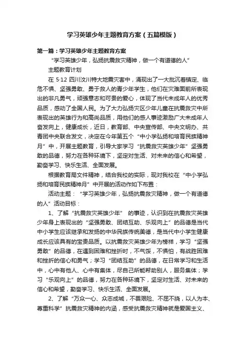 学习英雄少年主题教育方案（五篇模版）