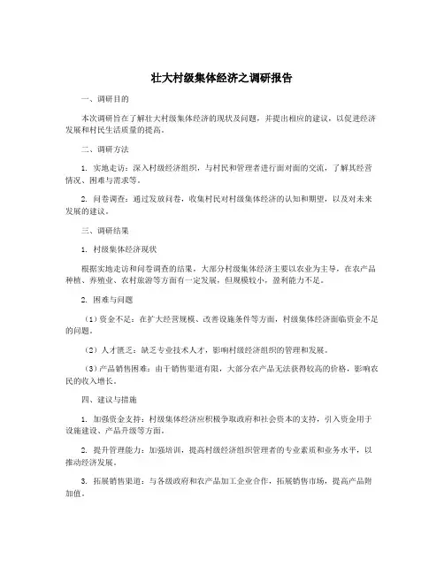 壮大村级集体经济之调研报告