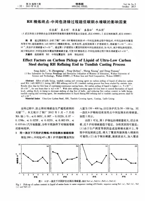 RH精炼终点-中间包浇铸过程超低碳钢水增碳的影响因素