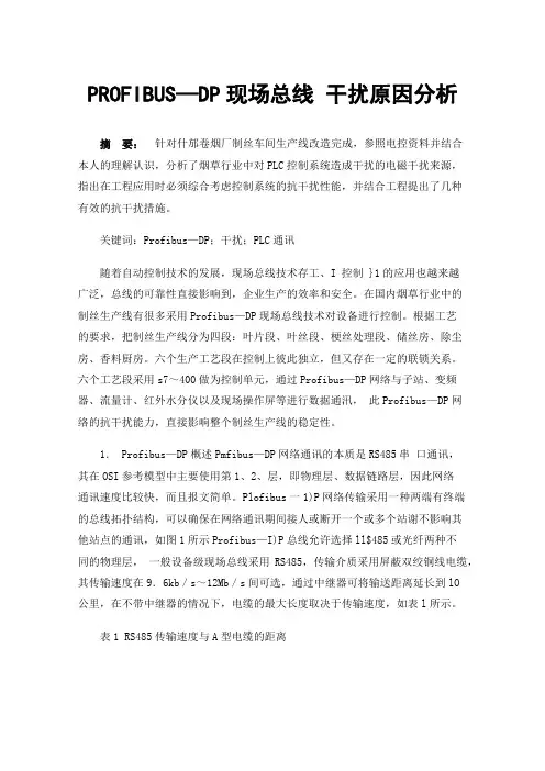 PROFIBUS—DP现场总线干扰原因分析