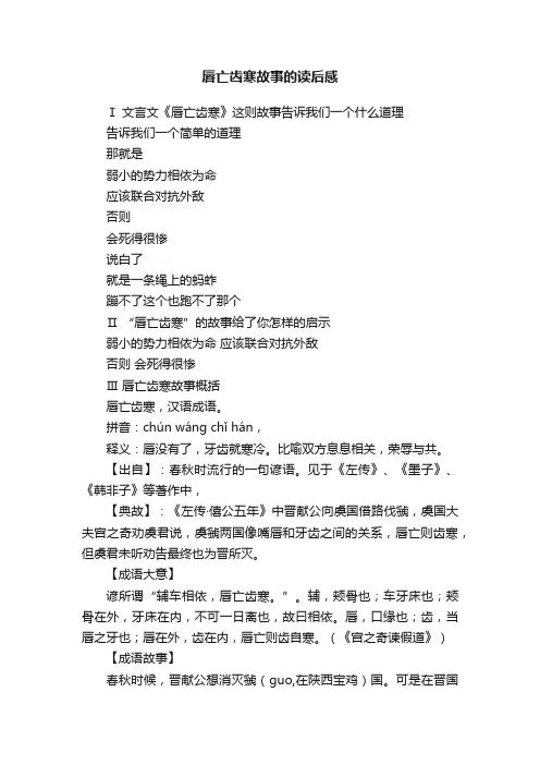 唇亡齿寒故事的读后感