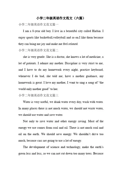 小学二年级英语作文范文(六篇)