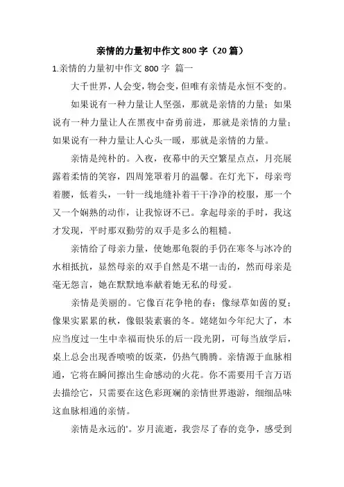 亲情的力量初中作文800字(20篇)
