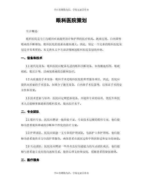 眼科医院策划