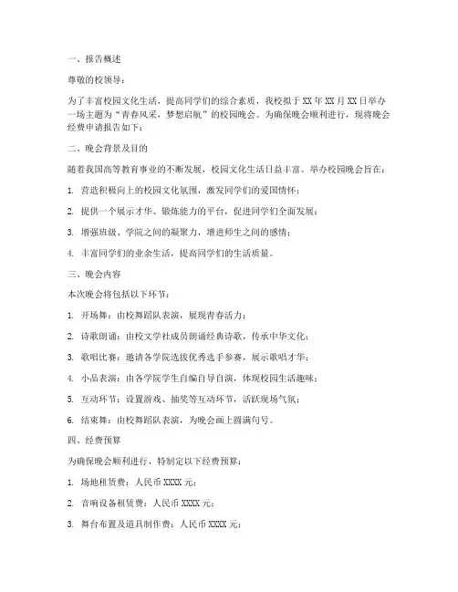 学校晚会经费申请报告
