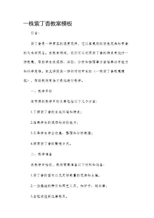 一株紫丁香市公开课获奖教案省名师优质课赛课一等奖教案模板
