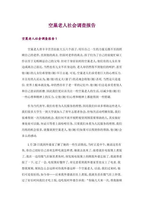 空巢老人社会调查报告