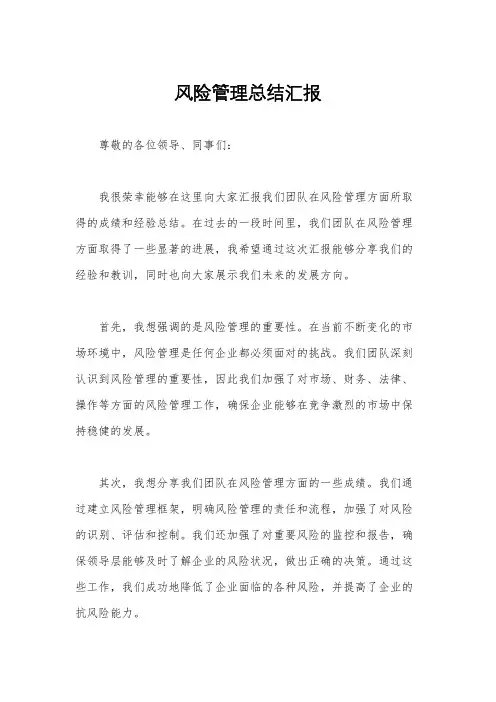 风险管理总结汇报
