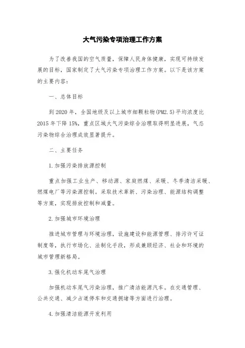 大气污染专项治理工作方案