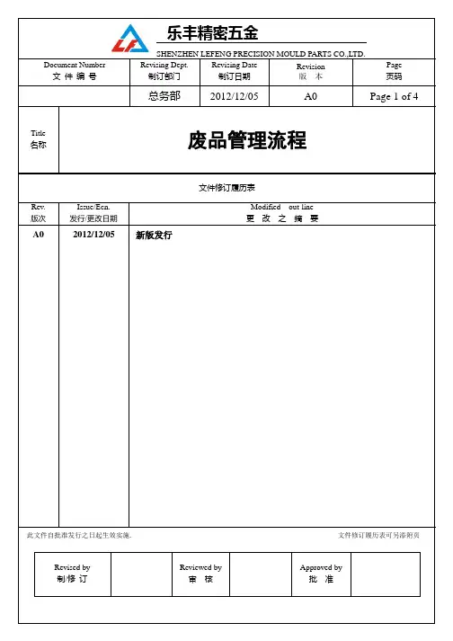 废品管理流程图