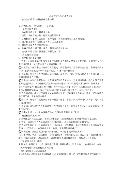 相关方安全生产检查记录安全生产