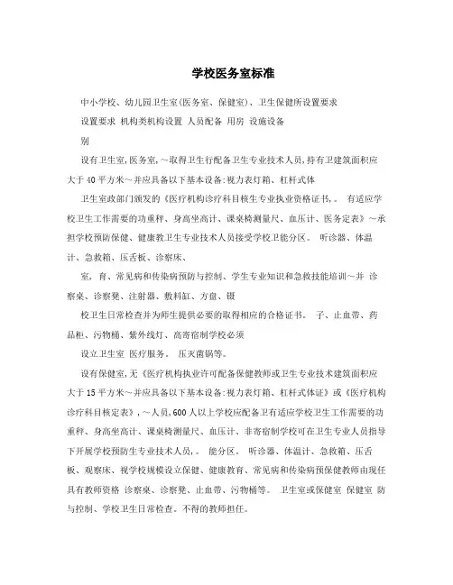 学校医务室标准
