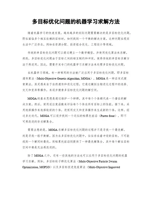 多目标优化问题的机器学习求解方法