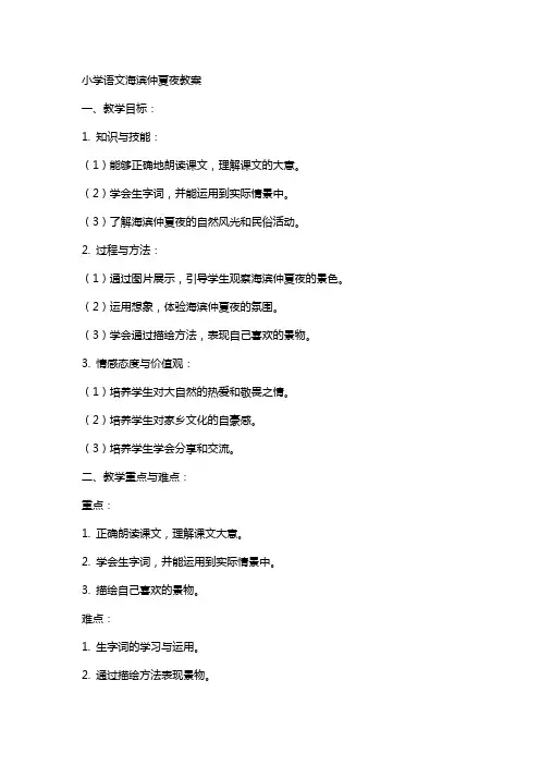 小学语文海滨仲夏夜教案