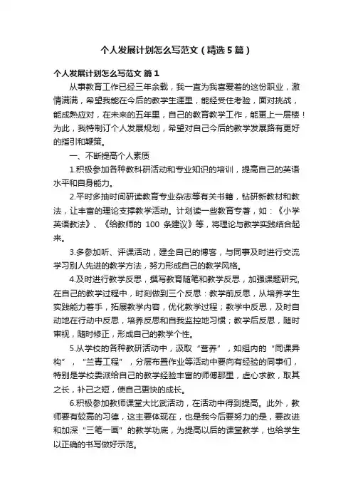 个人发展计划怎么写范文（精选5篇）