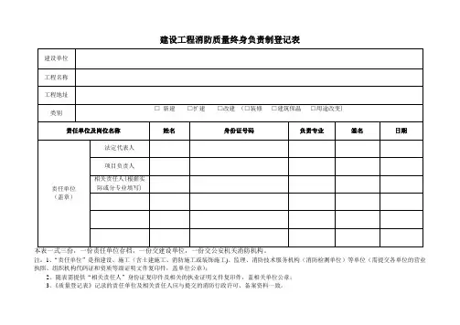 建设工程消防质量终身负责制登记表