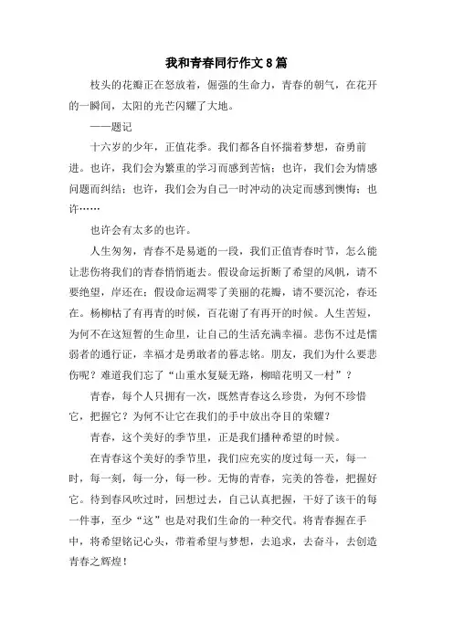 我和青春同行作文8篇