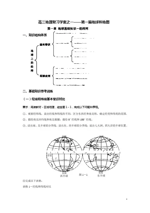 高三地理复习学案之一----地球和地图