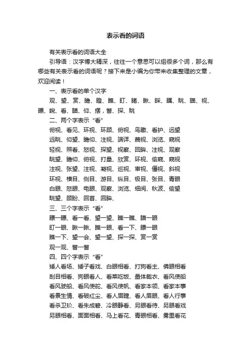有关表示看的词语大全