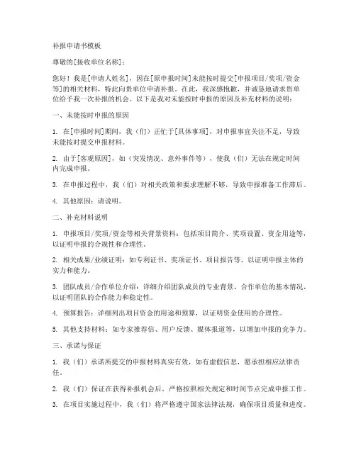 补报申请书模板